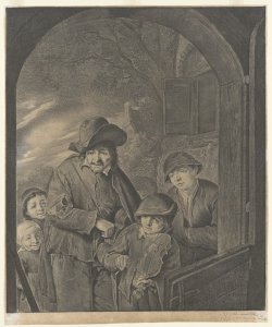 Suonatori di ghironda e di violino con alcuni bambini Visscher Cornelis II