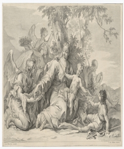Sacra Famiglia con san Giovannino e angeli Faldoni Giovanni Antonio
