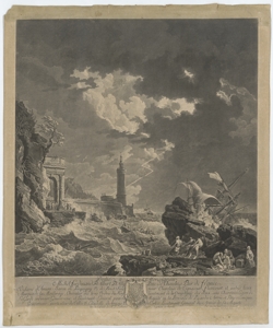 Marina con tempesta e nave naufragata Balechou Jean Joseph