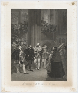 Francesco I e Carlo V visitano le tombe dei re francesi a Saint Denis Forster François
