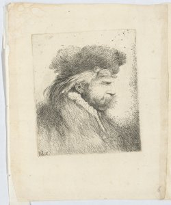 Testa d'uomo con baffi e con un cappello di pelliccia Longhi Alessandro