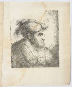 Testa d'uomo con barba e baffi e con cappello ornato Longhi Alessandro