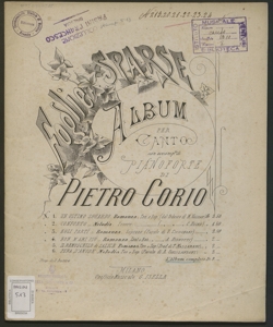 Foglie sparse : album per canto con accomp.to di pianoforte / di Pietro Corio