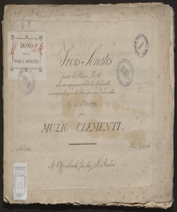 Trois Sonates : pour le Piano-Forte, avec accompagnement de Violon & Violoncelle / par Muzio Clementi