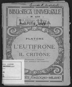 L'Eutifrone / Platone ; introduzione e traduzione del prof. Angelo De Fabrizio