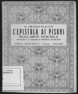 Epistola ai pisoni sull'arte poetica / Q. Orazio Flacco ; introduzione e commento di Nicola Scarano