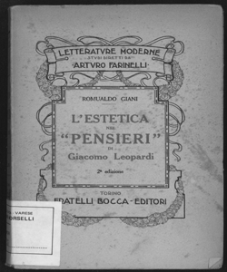 L'estetica nei pensieri di Giacomo Leopardi / Romualdo Giani