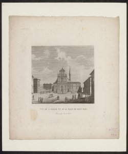 Vue de l'eglise, et de la Place de Saint Marc