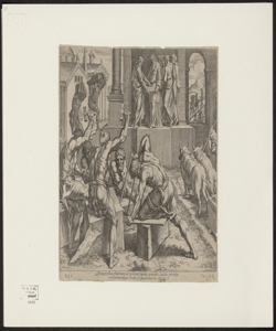 Praecipit Rex Salomon, ut tollerent lapides grandes, lapides preciosus in fundamentum Templi, et quadrarent eos. Reg. 3. 105. / R.[aphael] U.[rbinas] I.[nventor] ; N.[icolas] C.[haperon] F.[ecit]