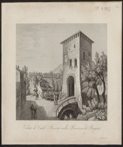 Veduta di Castel Rozzone nella Provincia di Bergamo / L. De Vegni inc. 