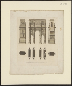 [Arco di Costantino : facciata, fianchi est ed ovest e pianta interna dei piloni] / Giac. Bussi dis. e inc