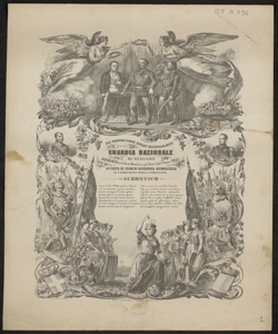 Agli onorevoli signori ufficiali, bass'ufficiali e militi della Guardia Nazionale di Bergamo : Augurio per le Feste Natalizie e pel Buon Capo d'anno 1860 offerto in segno di ossequiosa riconoscenza il Tamburino della Compagnia / Beltrami Lit