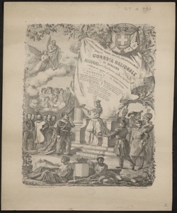 Agli onorevoli signori ufficiali, bass'ufficiali e militi della Guardia nazionale di Bergamo : augurio per le feste natalizie e pel buon capo d'anno 1862 offerto in segno di ossequiosa riconoscenza il Tamburino