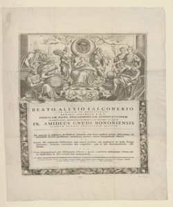 Beato Alexio Falconerio ex septem BB. fundatoribus Ordinis Servorum B.M.V. publicam hanc Philosophicam Disputationem in devotionis argumentum humillime offert, et dicat Fr. Amideus Gnudi Bononiensis  ejusdem ordinis philosophiae auditor