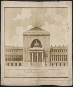 Facciata delle Terme nel Foro-Bonaparte in Milano. Giovanni Antolini architetto, Filippo Antolini incise