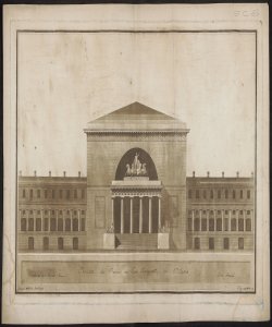 Facciata dei bagni nel Foro Bonaparte in Milano / Giovanni Antolini Architetto ; Filippo Antolini inc