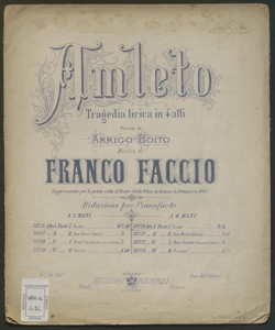 Valzer : atto 1. parte 1. / Franco Faccio ; riduzione [per pianoforte a 4 mani] di Giulio Ricordi