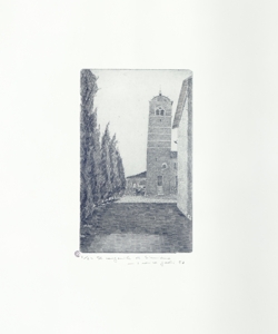 veduta del campanile di una chiesa a Sirmione Galli, Federica