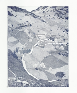 paesaggio montano con chiesa Galli, Federica