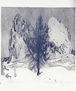 paesaggio montano con albero Galli, Federica