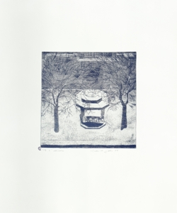 veduta di strada con edicola Galli, Federica