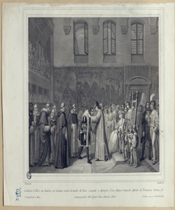 Lodovico il Moro con Beatrice ed Ascanio visita Leonardo da Vinci occupato Gandini, Domenico