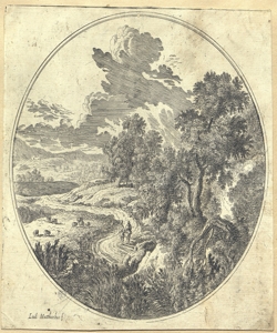 paesaggio con alberi e sentiero Mattioli, Ludovico