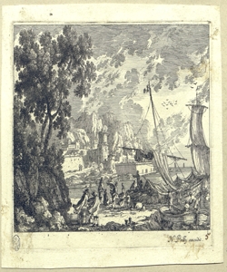 paesaggio con navi Perelle, Adam (attribuito)