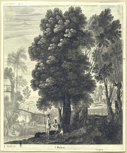 paesaggio fluviale con alberi e due pastori Perelle, Gabriel (attribuito)