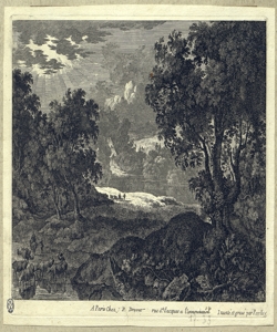 paesaggio boschivo con animali Perelle, Gabriel (attribuito)