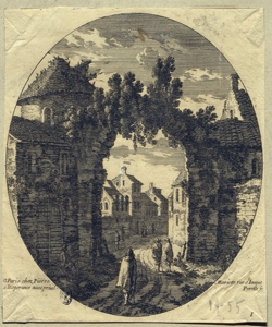 paesaggio rurale con arco e sentiero Perelle, Gabriel (attribuito)