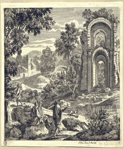 paesaggio con pastori e rovine Perelle, Gabriel (attribuito)