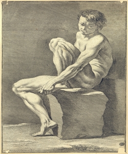 nudo maschile seduto Preisler, Georg Martin (attribuito)