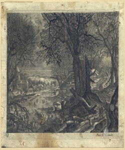 paesaggio fluviale con alberi e abitazioni Sadeler, Marco