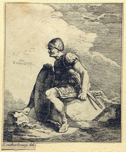 soldato seduto su un masso Loutherburg, Philipp Jakob
