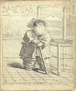 ritratto di vecchio nano con il bastone 