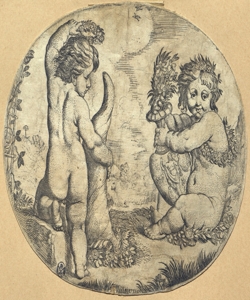 due putti coronati di fiori Brebiette, Pierre