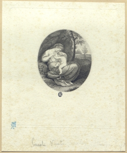 donna con bambino in un paesaggio 