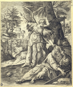 Elia nel deserto visitato dall'angelo Sadeler, Jan il Vecchio