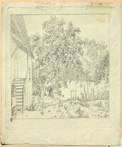 paesaggio con abitazioni e ragazzi 