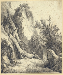 paesaggio montano con cascata 