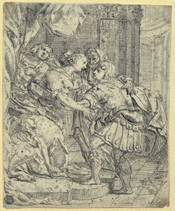 scena di genere con uomo d'arme 