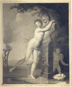 donna nuda che abbraccia il busto di un satiro Desnoyers, Auguste Gaspard Louis Boucher