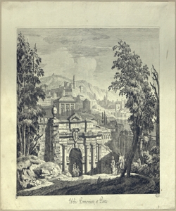 paesaggio urbano con rovine Gaspari, Pietro (attribuito)