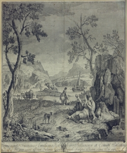 paesaggio lacustre con scena di genere Giampiccoli, Giuliano