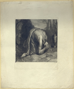 guerriero in ginocchio con la testa a terra tra le mani Dala, Giuseppe