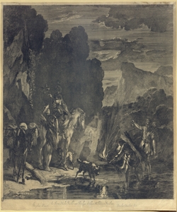 paessaggio fluviale notturno con viandanti e animali Danckerts, Dancker