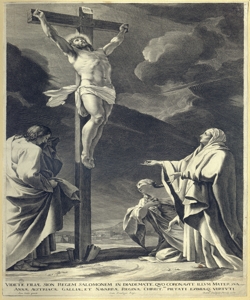 crocifissione di Cristo con la Madonna, San Giovanni Evangelista e Santa M Daret, Pierre