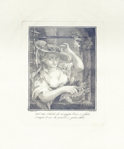ritratto di giovane donna con cesto ricolmo di uva e fiori Pian, Giovanni Maria de