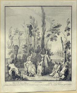 pittrice dipinge un ritratto in un paesaggio con rovine classiche Dall'Acqua, Giuseppe